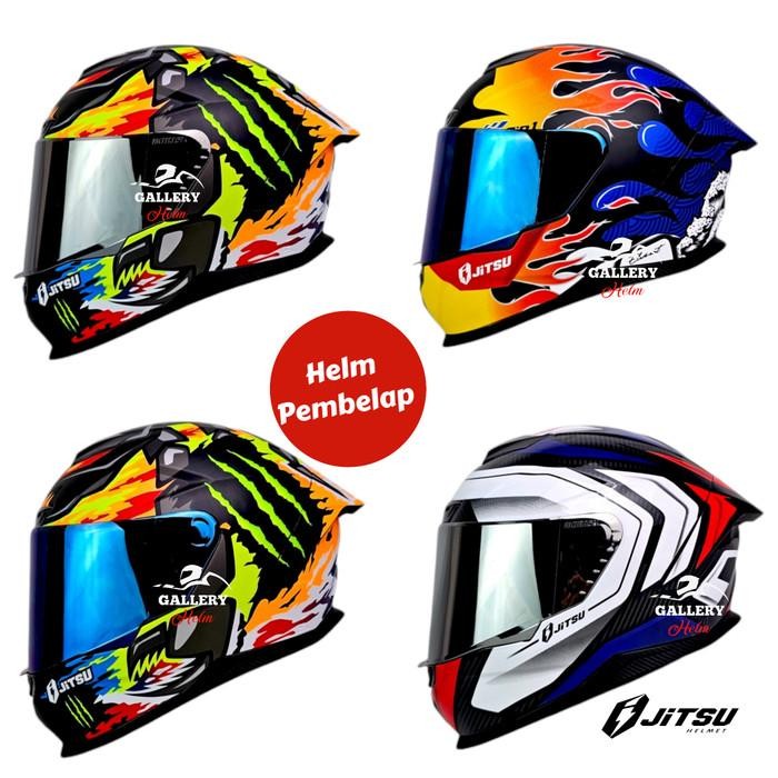 JITSU AIR 1 MOTIF ELEMENT VISOR SILVER TERBARU / HELM FULL FACE JITSU SNI SUPORT INTERCOM