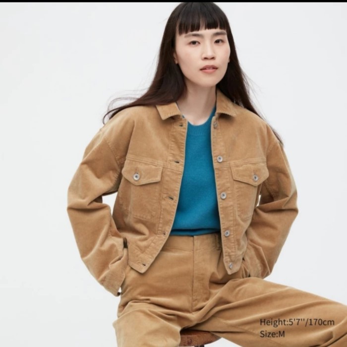 Murah Uniqlo Jaket Crop Corduroy Original SALE READY Non COD