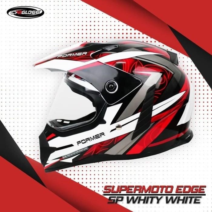 CARGLOSS FORMER SUPERMOTO HELM FULL FACE - EDGE SP WHITY WHITE