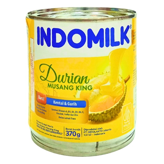 

S24546 INDOMILK DURIAN MUSANG KING CAN SUSU KENTAL MANIS 370GR MAJU BERSAMA (20250320)