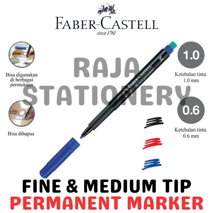 

Faber Castell Permanent Marker Multimark Opf Opm Black Blue Red Fine Medium Erasable Spidol Permanen