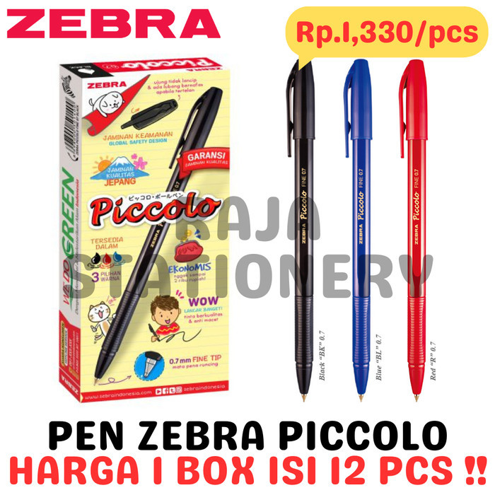 

Zebra Piccolo Ball Pen 0.7 Black Blue Pulpen Pen Piccolo Zebra [12Pcs]