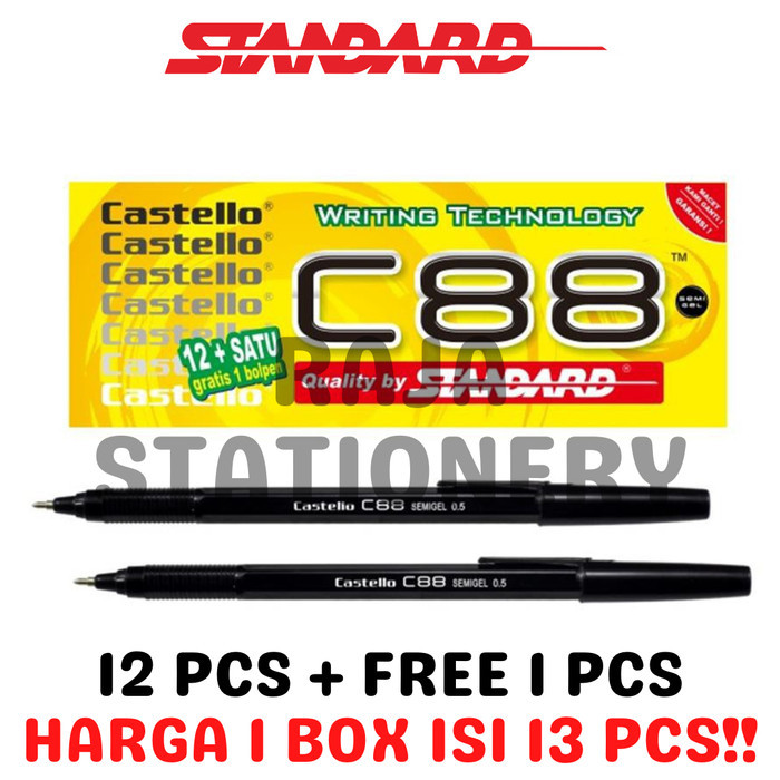 

Standard C88 0.5 Ball Pen Hitam Bolpen Pena Pen Castello C88 [Box]