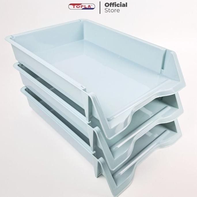 

Elevated Tray Rak Susun Kertas Meja Kantor TOPLA ukuran Folio F4 Warna Pastel BS01