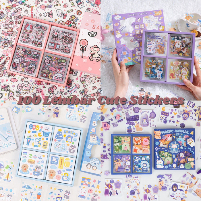 

100 LEMBAR STICKERS /BOX Sticker Lucu Stiker Deco Tahan Air Girl Cute