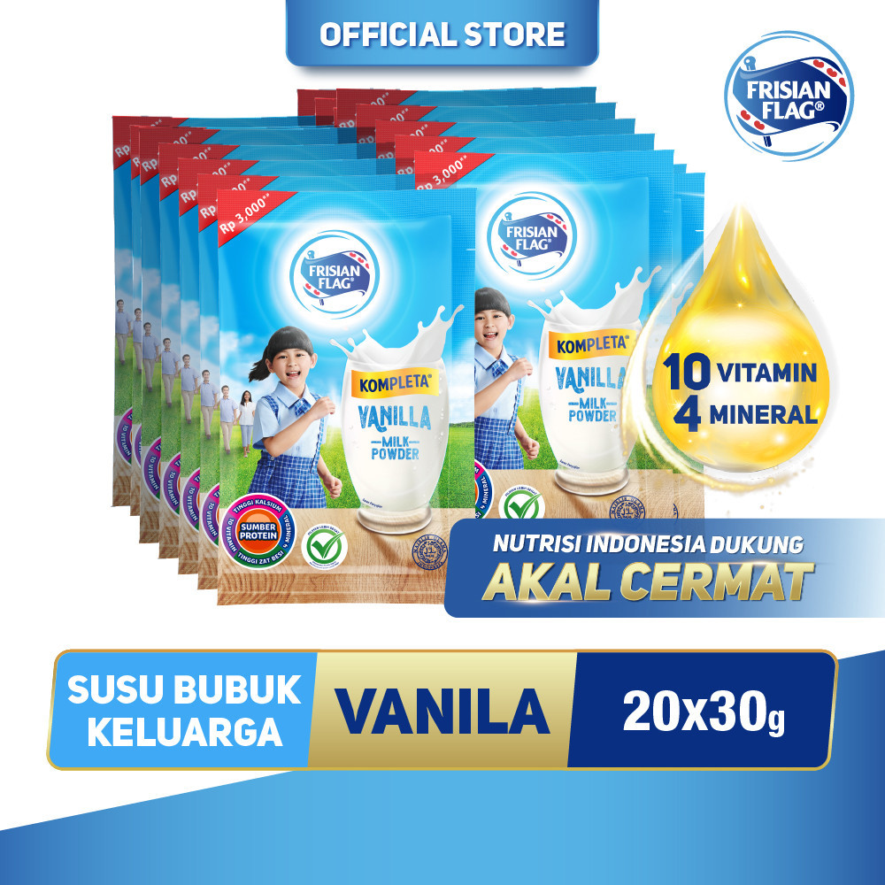 

Susu Bubuk Frisian Flag KOMPLETA Rasa Vanila Sachet 10 x 30 gr x2