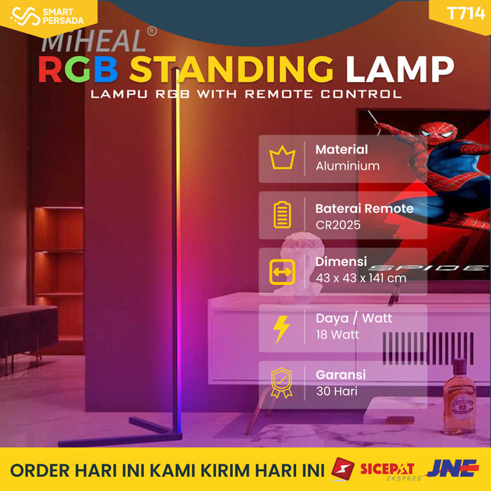 Lampu Standing Lamp Rgb Light Aesthetic Dekorasi Kamar Gaming Remote Murah