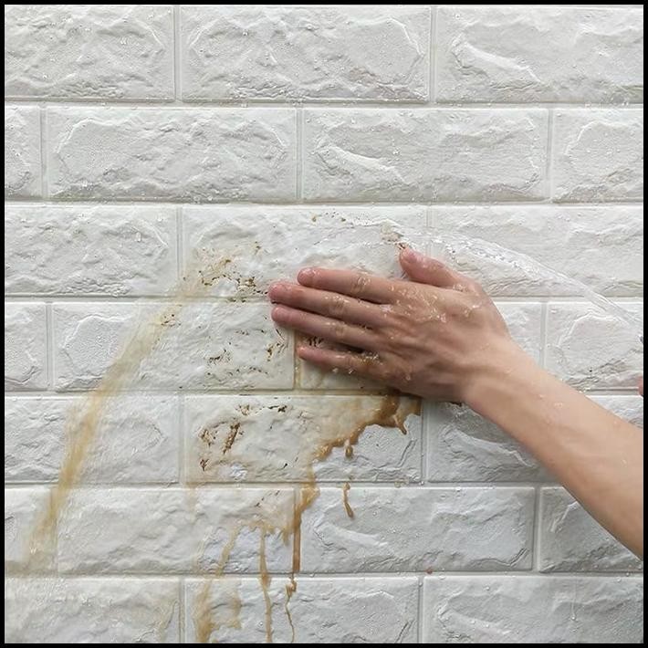 GRATIS ONGKIR WALLPAPER 3D ZT0107 BRICK FOAM CREAM WALLPAPER DINDING BATU BATA 