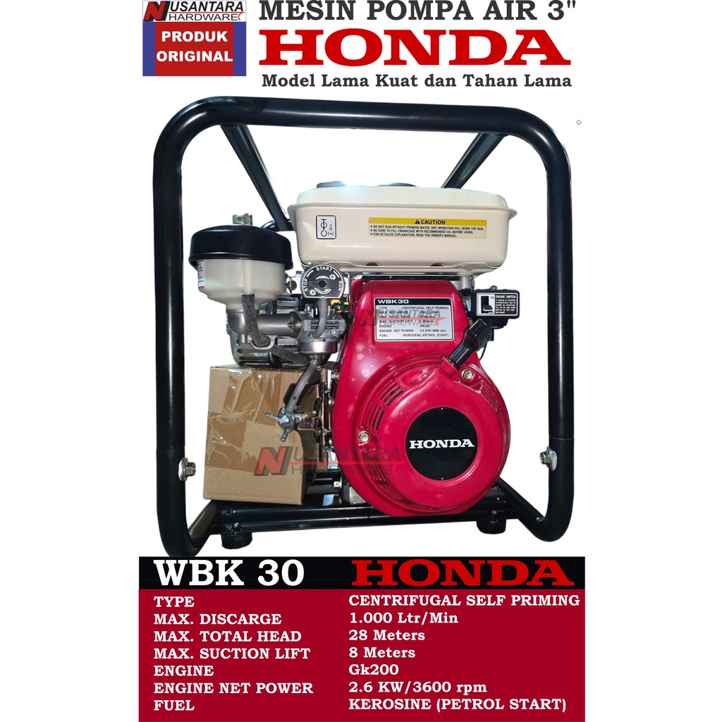 mesin pompa air honda 3 inch model lama wbk 30, mesin pompa irigasi honda, pompa kolam honda, pompa 