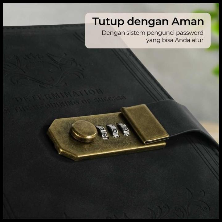 

Notebook With Password Buku Tulis Catatan Dengan Kunci Bahan Kulit A5
