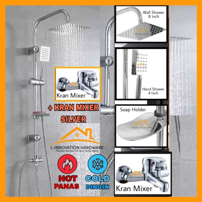 Shower Tiang Set Coloumn Kran Air Panas Dingin