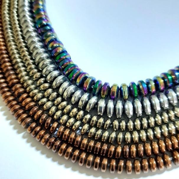 Natural Hematite Abacu Hape Tone Bead Mani Batu Hematite
