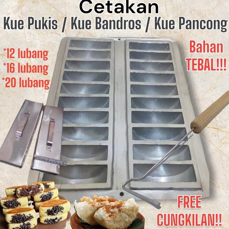 tan cetakan kue bandros / pancong / pukis super tebal anti lengket bahan alumunium babet 16 18 20 lu
