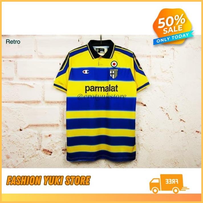 JERSEY BOLA RETRO KLASIK PARMA HOME 99/00 GRADEORI FUTSAL 1999 2000 BAJU OBRAL  MURAH INDONESIA SEPA
