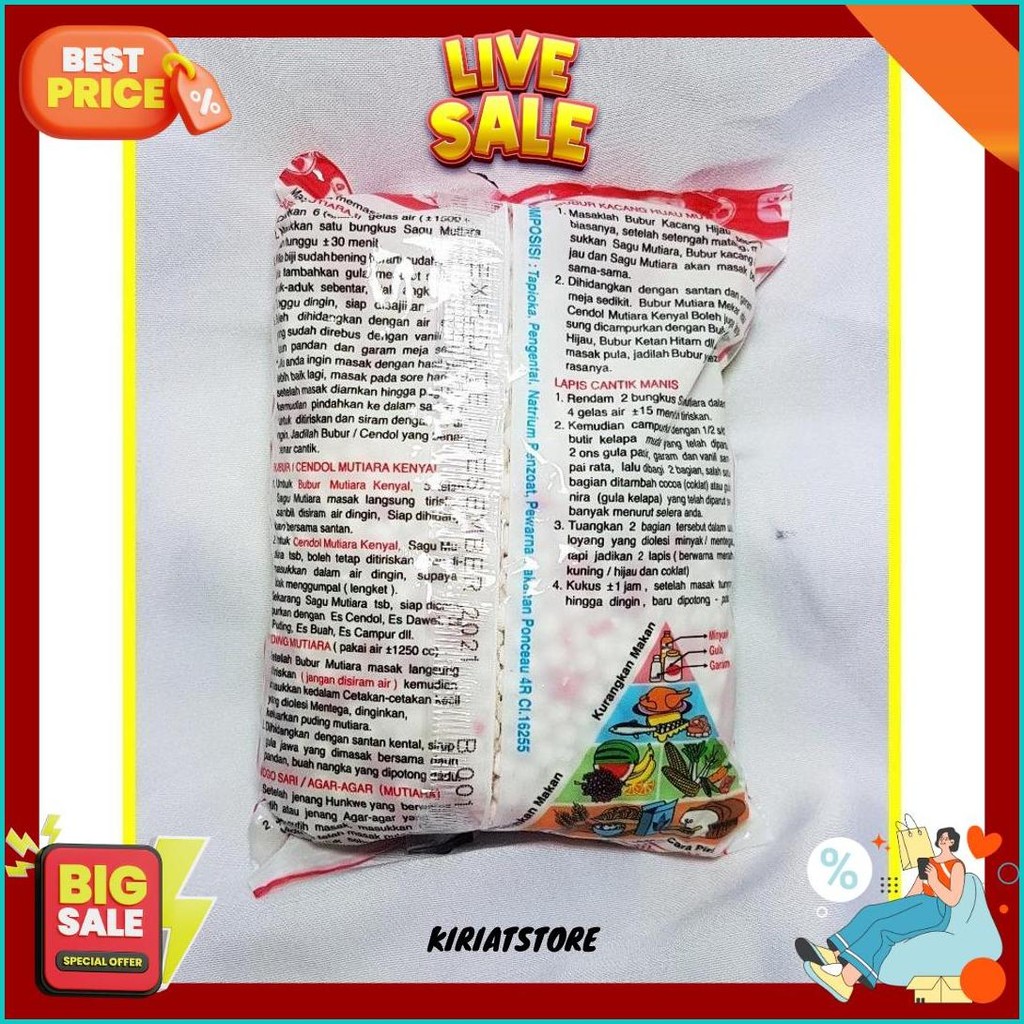 

Sagu Mutiara Cap Kucing 100 Gr - Sagu Mutiara Original Produk