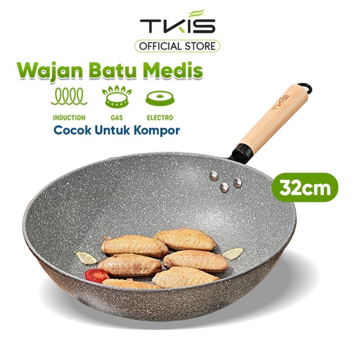 TKIS Fry Pan Marble Granite 32 Cm Wajan Penggorengan Anti Lengket