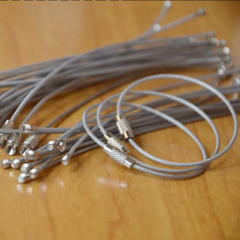 

Tegoni Gantungan Kunci Tali Kawat Stainless Steel Wire Ring Rope 10PCS