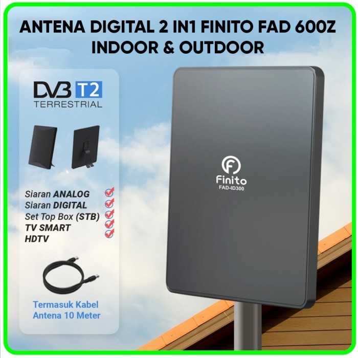 ANTENA DIGITAL 2 FUNGSI INDOOR & OUTDOOR FINITO FAD 600Z 4K ULTRA HD