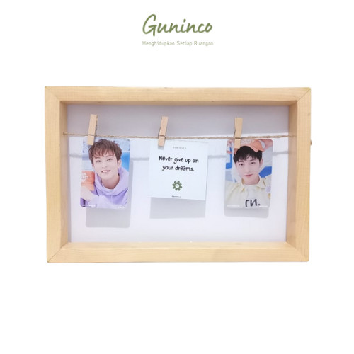 Guninco Wooden Photo Frame Polaroid / Bingkai Foto Kayu Hiasan Meja Dinding Aesthetic / Gantungan