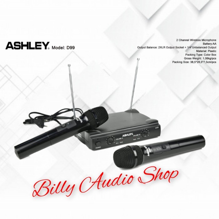 Hilmawanmall - Mic Wireless Ashley D99 / Mic Ashley D 99 Produk Ashley 2 Mic