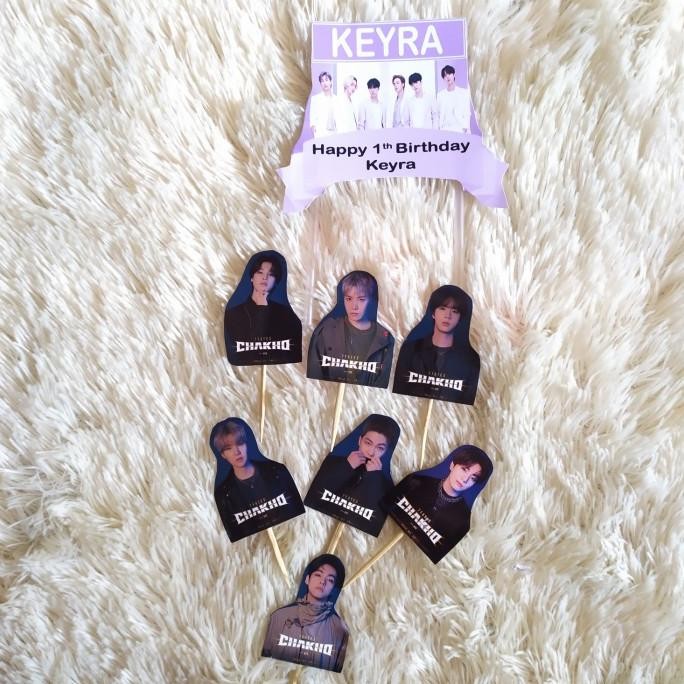 #@#@#@#@] cake topper happy birthday member bts army lengkap 7 pcs bangtan