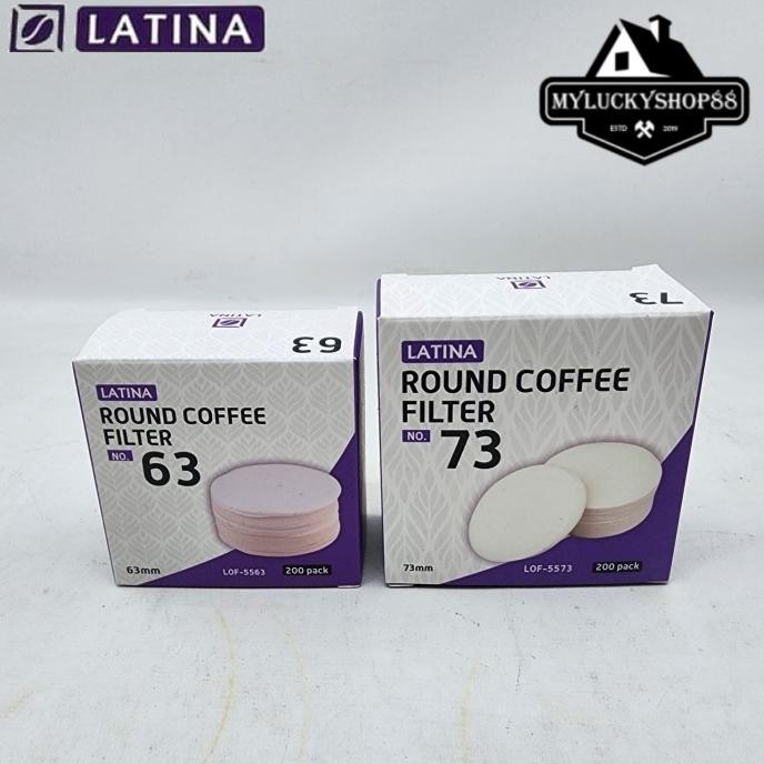 

sale! latina round coffee paper filter 63mm 73mm 200pcs box cold drip moka aeropress siphon japan kertas saring kopi bulat 63 73 mm