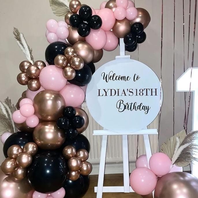$$$$] paket balon garland arch kit mix black pink macaron rose gold 145 pcs