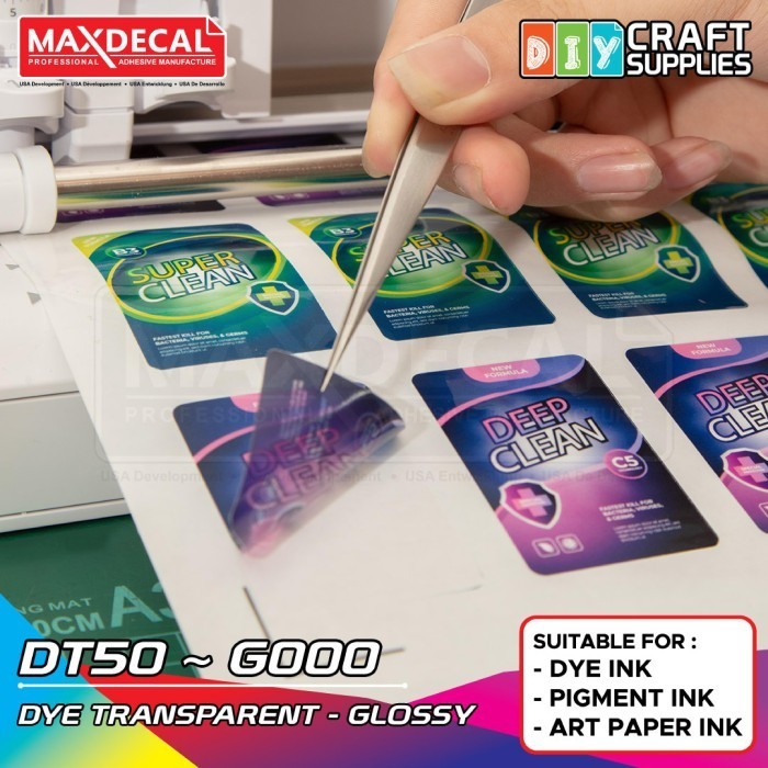

HOT SALE! MAXDECAL DIY Stiker Vinyl Transparent PET Inkjet Coating DT50-G000
