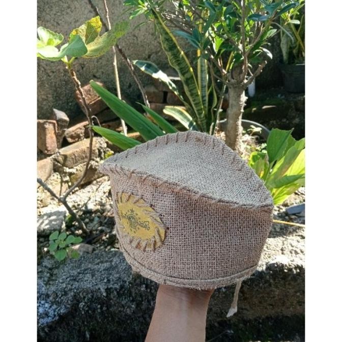 songkok kain goni original motif logo NU / kopiah kain goni unik / kopiah kain goni original / peci 