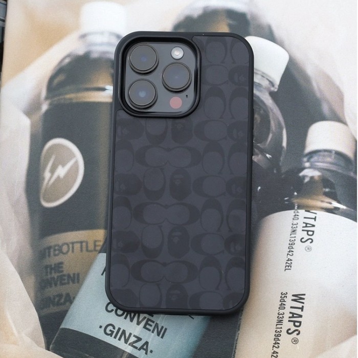 IDNS Hardcase Coach x Bape 01 Black Case Iphone 11 12 13 Pro Max 14 Pro Max 15 Pro Max