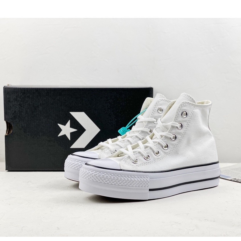 CONVERSE Converse All Star Lift hitam putih high-low top platform sponge canvas shoes light rubber s