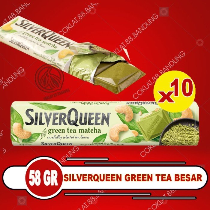 

SilverQueen Green Tea 58gr Isi 10pcs Box - Cokelat SIlver Queen Matcha