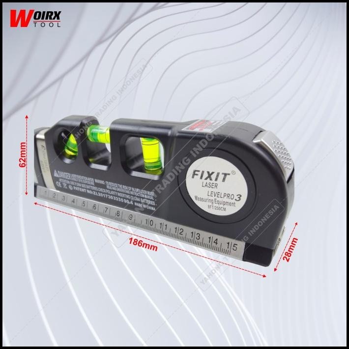 Waterpass Fixit Level Pro 3 Water Pass Meteran Laser up to 250 Cm