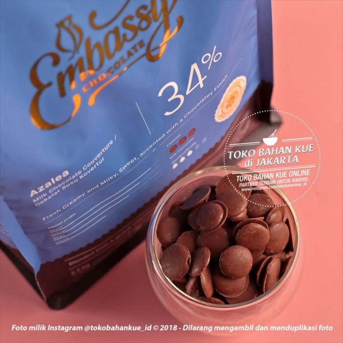 

Embassy Chocolate - Azalea 34% 500gr Milk Couverture Coklat Susu Tulip