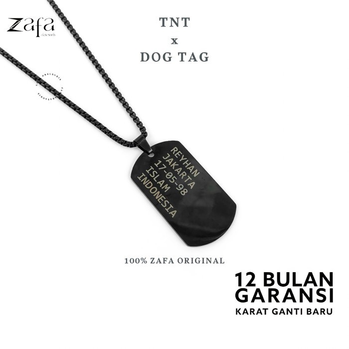 Zafa Kalung Pria Custom Nama Anti Karat - Dog Tag
