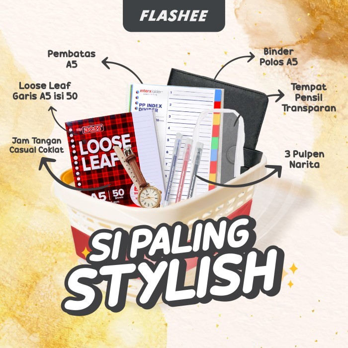 

Flashee Paket Si Paling Stylish Jam Tangan Digital Binder Alat Tulis Casual Gift Set Unisex Hampers