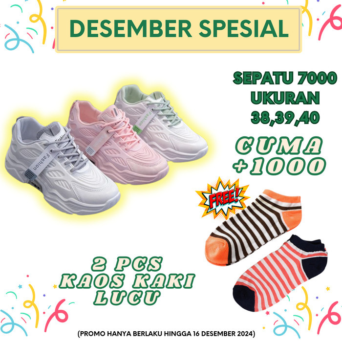 Sepatu Sneakers Casual Wanita 7000 Sepatu Sport Trendy Fashion Hak Tinggi