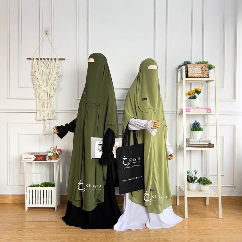 KHIMAR HANDSPLIT NONPAD CERUTY FREE CADAR BANDANA 2LAYER JUMBO BY KHAYRA MUSLIMAH