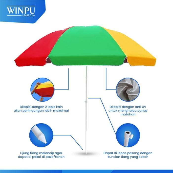 Winpu Payung Tenda Jualan Besar Pelangi (180Cm-260Cm) 2 Lapis Terbaru 100 % Original