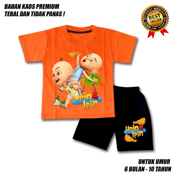 SALE SETELAN ANAK LAKI LAKI UPIN IPIN AYAM GORENG BAHAN PREMIUM CLN HITAM