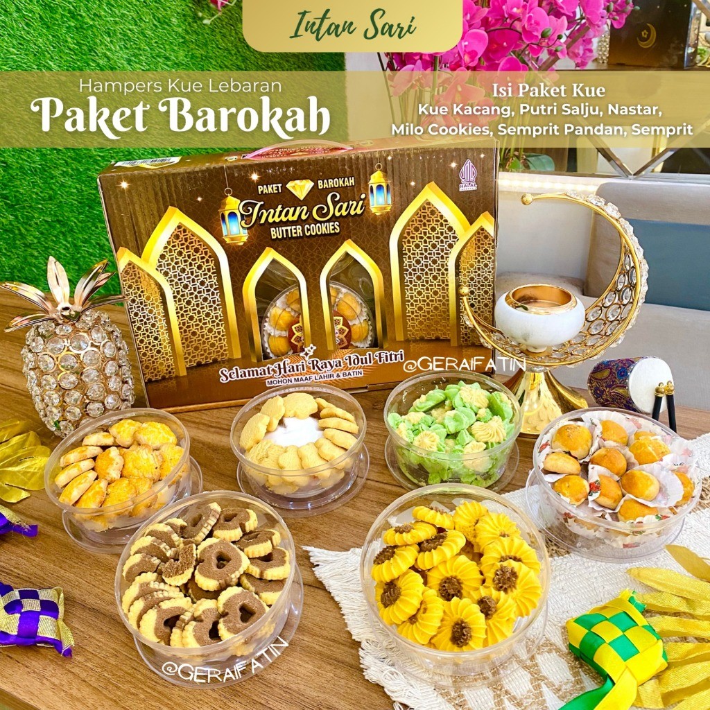 

GERAIFATIN!! PAKET KUE KERING INTAN SARI PAKET BAROKAH ISI 6 TOPLES KUE LEBARAN