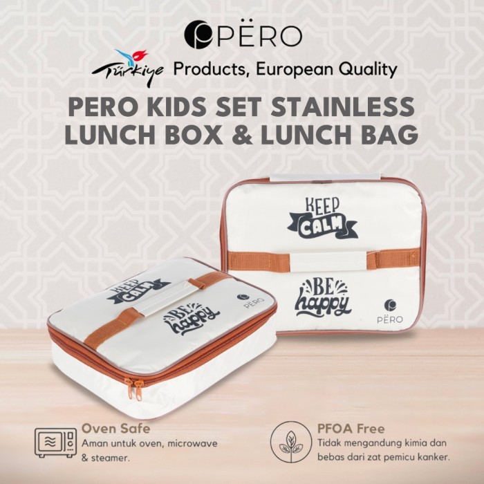 DISKON Pero Kids Set Stainless Lunch Box & Lunch Bag / Tas Bekal Anak Set Box