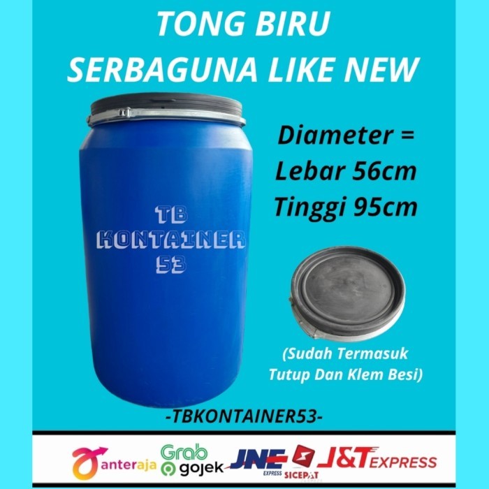 TONG BIRU 200 LITER LIKE NEW - TONG SAMPAH, TONG AIR, PEMBIBITAN DLL