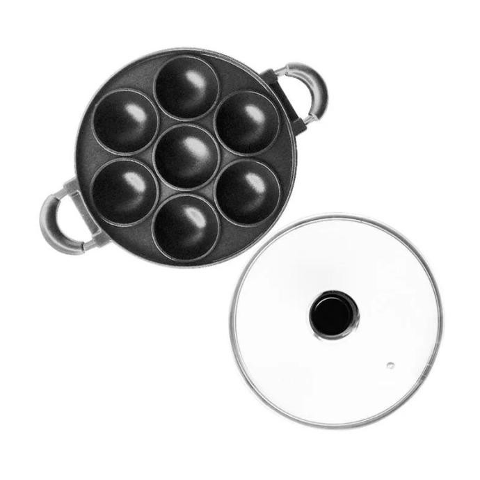 Promo Cetakan 7 Lubang Cekung Serabi / Cara Bikang Anti Lengket + Tutup Kaca