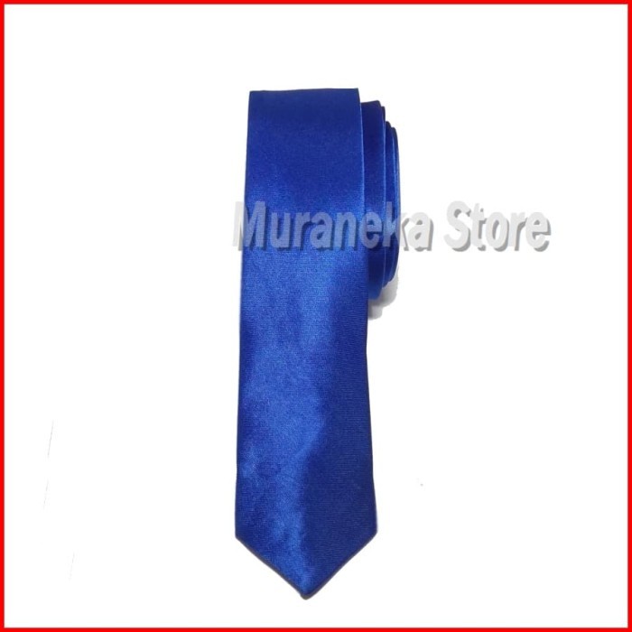 Dasi Slim Pria Biru Elektrik Lebar 2 Inch Bca 5 Wisuda Polos Wedding