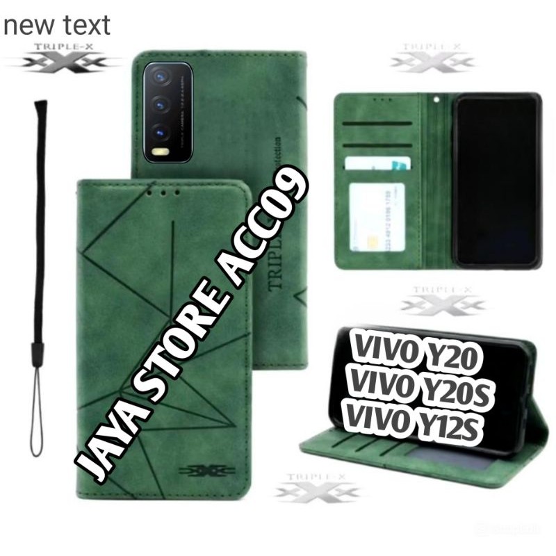 CASE VIVO Y20/Y20S/Y12S FLIP COVER SARUNG CASE DOMPET MAGNET TRIPLE X