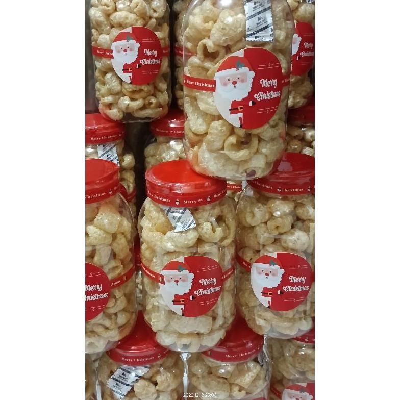 

kerupuk kulit babi toples 2L dan 3L versi natal dan Imlek