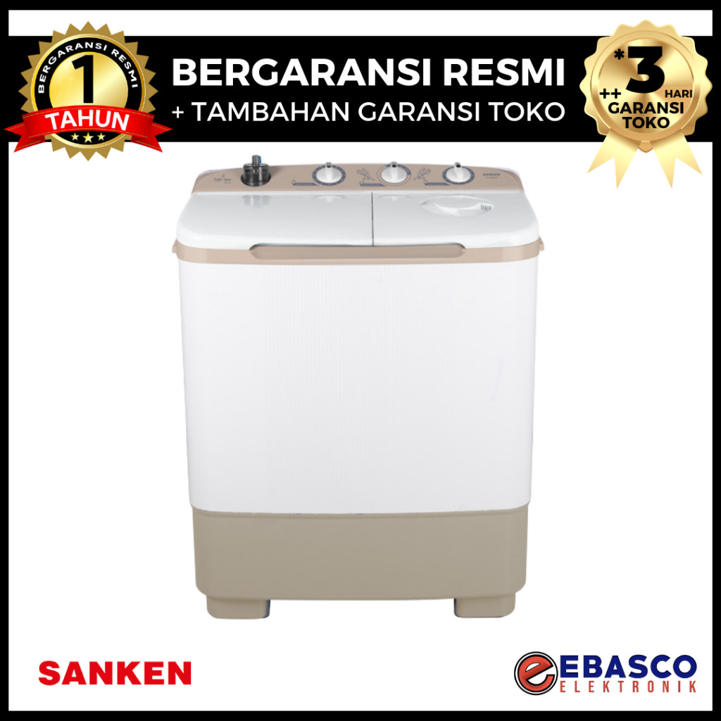Sanken Mesin Cuci 2 Tabung TW 8600 CF / TW - 8600CF / TW - 8600 CF Kapasitas 8Kg