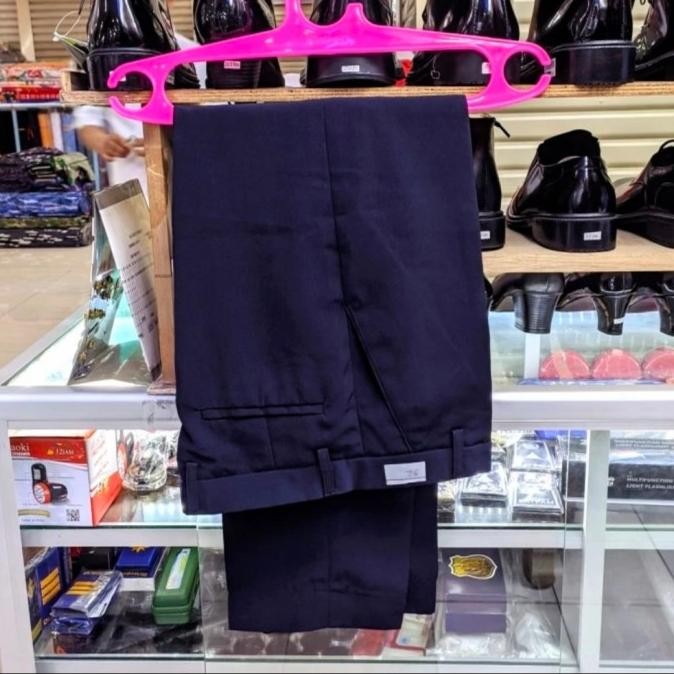 baju setelan safari dongker seragam PNS pdh guru kantor pria pendek