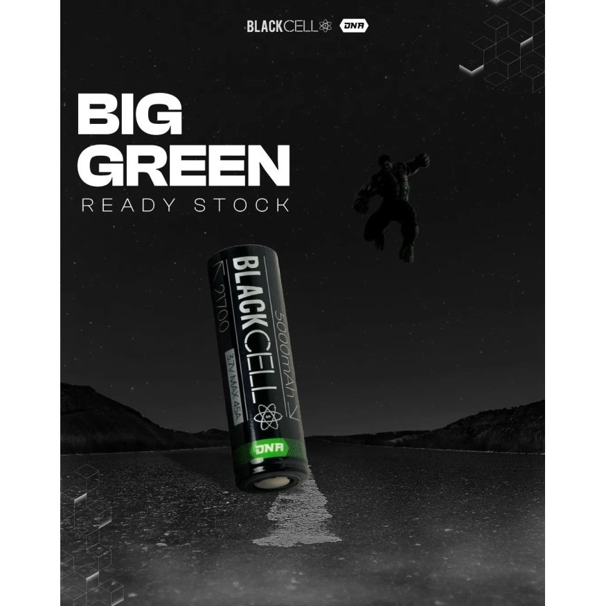 Baterai Blackcell Dna 5000 Mah Inr 21700 45A - Battery Black Cell 100% Authentic Batre Batrai